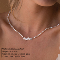 Collier EManco avec perles et chaîne, pendentif personnalisé avec nom, cadeau de bijoux pour anniversaire, fête, dropshipping, accessoire
