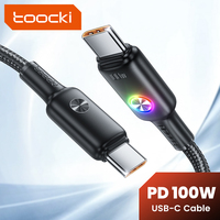 Kabel USB C Toocki 100W PD Pengisian Cepat dengan Indikator LED dan Jalinan Nilon untuk Penggunaan di Rumah dan Kantor