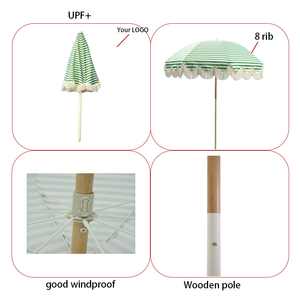 Sombrilla de Playa con Flecos y Estampado Digital Personalizado 2026, 8 Varillas, Protección UV50+, Resistente al Viento, Poste de Madera de Haya, 200cm, Parasol <span class=keywords><strong>para</strong></span> <span class=keywords><strong>Patio</strong></span>, Venta al Por Mayor - Product Image 4