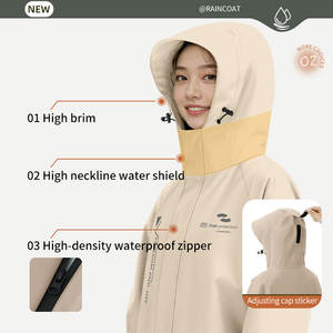 Vente chaude Imperméable Coupe-vent à capuche Longue tenue pour adulte Vêtement de cyclisme Tissu Oxford Imperméable pour le camping Tours Filles - Product Image 4