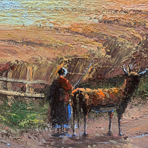 Peintures à l'huile peintes à la main 20 pouces x 24 pouces, art fin, 100% fait main, abstrait moderne, champ classique pour décoration murale - Product Image 1