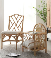 Chaise en rotin véritable pour restaurant, salon, balcon, chaise individuelle, style nordique, chaise longue design pour maison d'hôtes