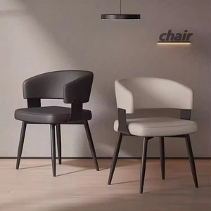 Chaise de salle à manger minimaliste italienne, fauteuil de restaurant haut de gamme de luxe, chaise de salle à manger à dossier rembourré design - Product Image 1