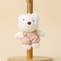 En gros, Porte-clés pendentif ours en peluche mignon, doux, style salopette, OEM, mascotte, jouet animal en peluche pour cadeau