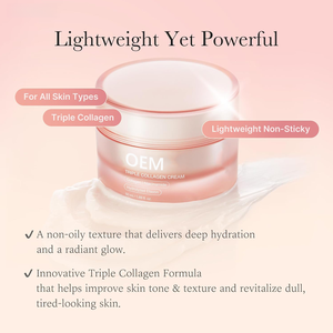 Crème Visage Triple Collagène OEM Acide Hyaluronique Élastine Beurre de Karité Hydratante Anti-rides Raffermissante Anti-âge Jour Nuit Tous Types de Peau - Product Image 3