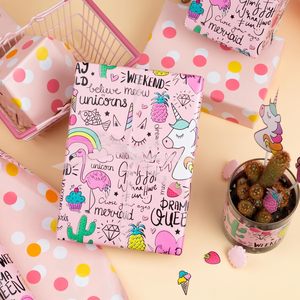 Pink Unicorn <b>Wrapping</b> <b>Paper</b> 17in x 32.8ft Reversible Dot Design Gift Wrap for Birthday Valentine Mother's Day Graduation - Product Image 3