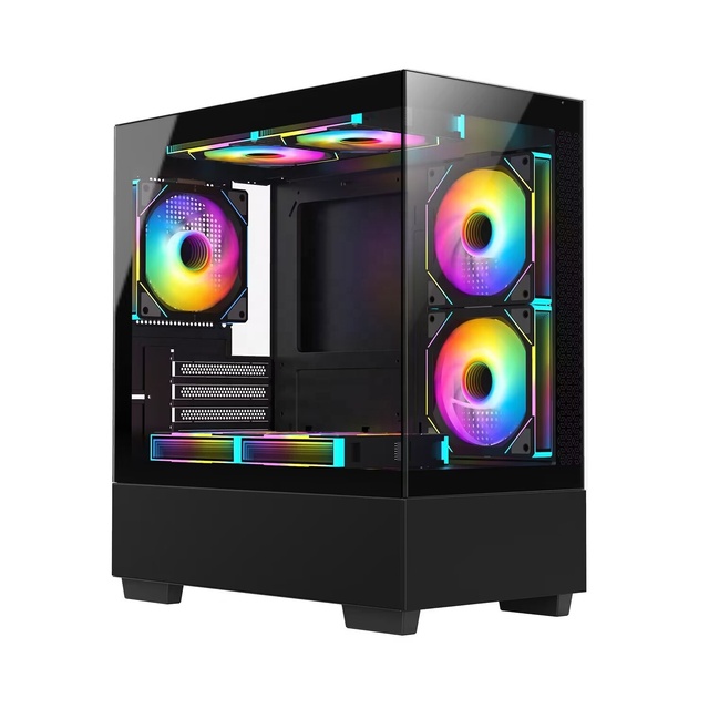 High Quality Popular Full Vision Tempered Glass Desktop Pc Gaming Computer Matx Mid Tower Gaming Pc Gamer Cabinets
