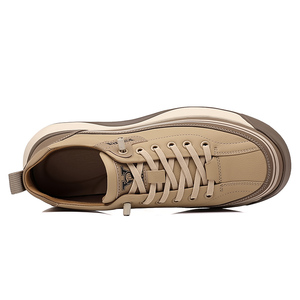 Men's Leather Platform Casual Sneakers, Quick-Lace Fashion Chunky Walking <b>Shoes</b> for Daily Wear - Product Image 5