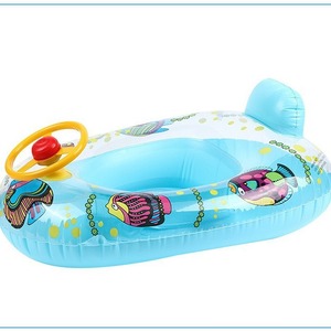 Bote inflable para niños con volante y bocina, 80x65 cm, diseño de dibujos animados, anillo de natación, juguete acuático - Product Image 2