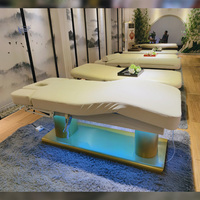 Table de massage électrique réglable portable de taille king, base en bois et cuir thermique, 4 moteurs, pour spa capillaire professionnel thaïlandais