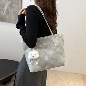 Nouveaux sacs à main en toile à motif losanges pour femme, grands sacs fourre-tout en tissu pour femme - Product Image 2