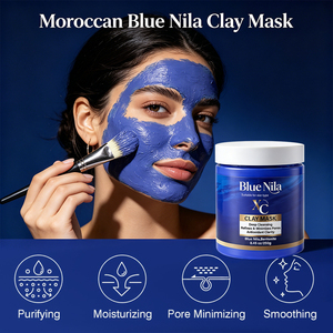 <span class=keywords><strong>Masque</strong></span> d'argile bleue marocaine <span class=keywords><strong>Nila</strong></span> pour le <span class=keywords><strong>visage</strong></span>, nettoyant en profondeur, purifiant, hydratant, anti-acné, éliminant les points noirs - Product Image 4