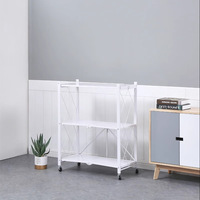 Étagère de rangement pliable en métal pour usage domestique, sans installation, étagère mobile à une seule poignée, étagère de sol multi-niveaux, ustensile de rangement de cuisine