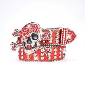 <span class=keywords><strong>Cintura</strong></span> <span class=keywords><strong>con</strong></span> teschio intarsiato in strass dal Design accattivante <span class=keywords><strong>con</strong></span> cinturino glitterato nero argento e <span class=keywords><strong>cintura</strong></span> Unisex - Product Image 3