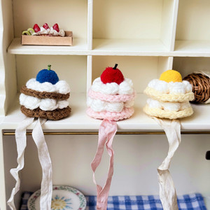 高品質 17cm ぬいぐるみ クマ人形 10cm 手作り かぎ針編み帽子 ニットケーキハット 服 - Labubu用 PPコットン ウォッシュ加工 - Product Image 2
