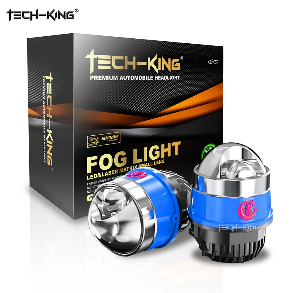 TECH-KING Universal 3 pulgadas 136W Bi LED proyector lente luces antiniebla Retrofit kit para Toyota para Nissan para Honda luz antiniebla láser