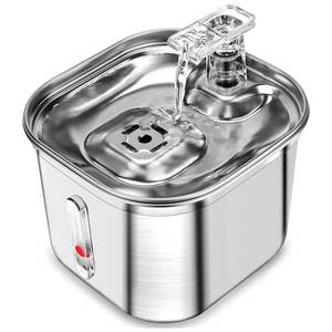Ly-B01 Distributeur d'eau automatique pour animaux de compagnie en acier inoxydable 0,75 kg détachable pour chiens et chats couleur argent - Product Image 1