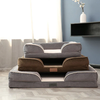 Petopia Luxus ortho pä disches Hunde bett Extra großes wasserdichtes quadratisches Sofa mit individuellem Logo Robuster Memory-Schaum und Leinen material