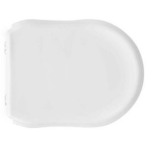 Asiento de Inodoro Alargado Blanco, 50.5 cm de Largo, 37.5 cm de Ancho, Plástico, Minimalista, para Baño - Product Image 1