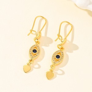 Orecchini Pendenti Bohemien Blu Occhio di Allah dell'Asia Centrale, Ganci per Orecchini in Rame Placcato Oro Premium, Gioielli Moda Donna, Vendita all'Ingrosso dalla Fabbrica - Product Image 2