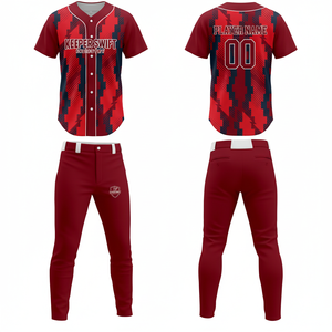 Maillot de baseball pour homme 100% polyester personnalisé, créez votre propre uniforme de baseball à vendre - Product Image 1