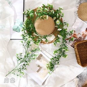 Guirnalda de Flores Artificiales, Color Amarillo Margarita, Decoración para Colgar en la Pared Interior, Material Plástico de Alta Simulación - Product Image 6