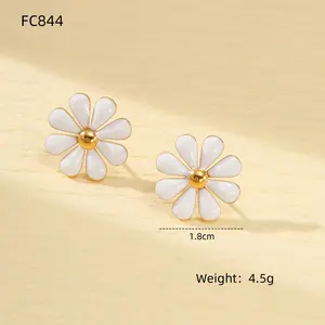 2024 New Design INS Hot Sale Daisy Flower Stud Earrings Stainless Steel Non Tarnish Colorful Enamel Earring Women Kids Jewelry