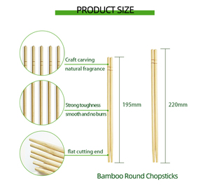 Miễn phí mẫu tùy chỉnh đũa tre logo cho trẻ em ăn trưa dùng một lần Cặp song sinh đũa kích cỡ khác nhau trực tiếp nhà sản xuất - Product Image 3