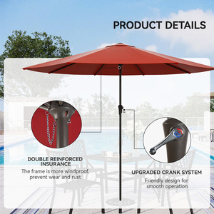 11ft Patio Market Umbrella 8 Ribs Outdoor <b>Table</b> Umbrella with Crank Lift UV Resistant Waterproof <b>for</b> Backyard <b>Garden</b> - Product Image 2