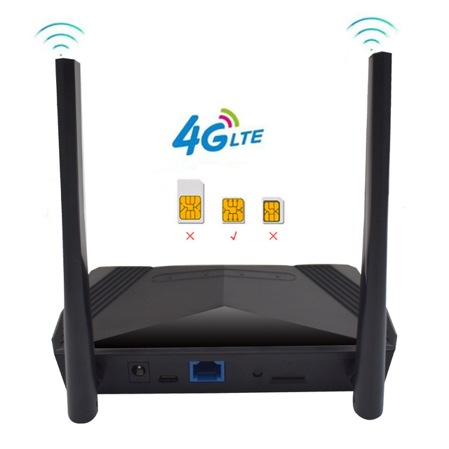 Mobile Wifi Router 4g Lte Wireless 4g Lte with Sim Card Slot External 2 Antenna TYPE C Cable Power 4G LTE CPE for Asian Version