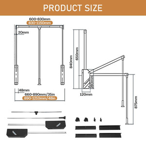 Tringle de penderie réglable robuste Wansheng, 35-48 pouces, en acier inoxydable, avec rail de levage hydraulique pour rangement - Product Image 3