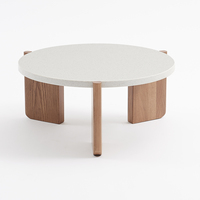 Bois massif frêne pieds en bois Table basse moderne sol bas rond Table gigogne salon CKD Packs Table en pierre de Quartz