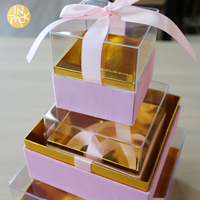 EN PACK acrylique boîte vide en plastique stockage boîte-cadeau emballage cadeau de luxe boîte de noël emballage avec ruban arc