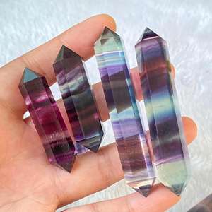 Varita de Cristal Natural de Doble Punta Tallada en Fluorita Arcoíris Pulida para Feng Shui y Artesanía Religiosa - Product Image 5