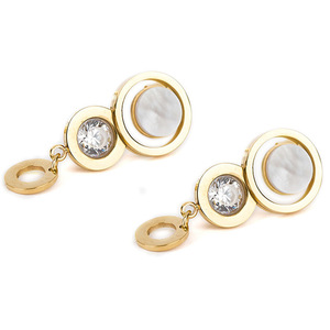 Boucles d'oreilles pendantes en cristal, or rose, rondes, en forme de goutte, serties de pierres, pour un usage quotidien - Product Image 2