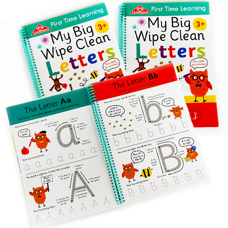 Custom Children Alphabet Letter ABC Learn To Write Preschool Practice Writing Book Wipe Clean Activity Books dry erase book