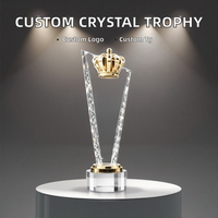 Trophées en verre vierges en gros à prix d'usine, médailles et plaques personnalisées, trophée couronne en cristal coloré pour membre MVP