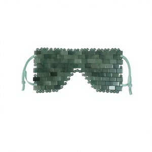 Crystal Jade <b>Eye</b> <b>Mask</b> Pad for Sleep Support with Beaded Design and Adjustable Straps - Product Image 1