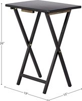 Table à manger pliable moderne en bois avec logo personnalisé, réglable, portable, avec rangement, gain de place, pour hôtel, 15" x 19" x 26", noire
