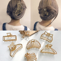 Grampos de cabelo geométricos tschick, grampos de cabelo de metal, elegantes, em metal, para caranguejo, acessórios para mulheres e meninas 2022