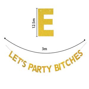 Venta al por mayor LET'S PARTY carta brillo papel tirar bandera fiesta decoración Banner - Product Image 4