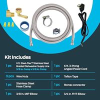 Kit d'installation pour lave-vaisselle, tuyau d'alimentation en eau tressé SUS304, raccords à compression 3/8, coude à 90 degrés, 4-20 pieds