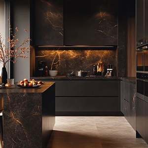 Muebles de Cocina Completos de Estilo Clásico Moderno, Estructura de Madera Contrachapada Inoxidable, Panel de Puerta Lacado, Accesorios, Gabinetes de Cocina Equipados - Product Image 1