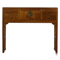Table console étroite antique chinoise en bois, table haute et fine