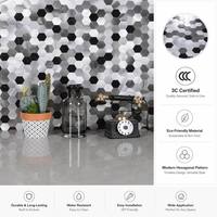 Carreaux muraux hexagonaux en PVC imperméables en gros, épaisseur 4 mm, isolation thermique, auto-adhésifs, pour crédence de salle de bain et appartement