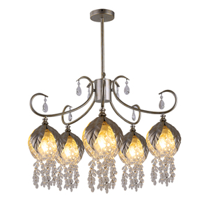 PP24011-5 Nouvelle lampe suspendue décorative en verre et métal doré brossé argenté 5*E26/E27 110-240V Ampoules incandescentes - Product Image 1