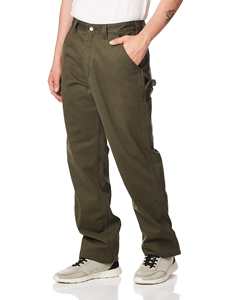 Pantalon de travail classique en coton kaki pour homme, jambe droite, multi-poches, utilitaire, tissu en toile durable, coupe confortable, usage quotidien en extérieur - Product Image 2