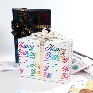 Wholesale 80g Vintage Rainbow <b>Gold</b> <b>Paper</b> Retro Birthday Designs 43*300cm Gift Luxury Custom <b>Wrapping</b> <b>Paper</b> Roll - Product Image 6