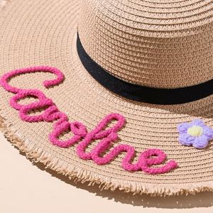 Personalised Bridal Party Custom Name Wide Brim Sun <b>Hat</b>, <b>Wedding</b> Bridesmaids Accessories, Summer Beach Cap - Product Image 3