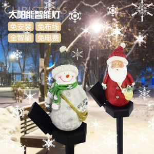 Luces Solares de Jardín de Resina con Forma de Santa Claus y Muñeco de Nieve, Decoración de Patio Exterior con Energía Solar, Resistentes al Agua, Autoportantes - Product Image 2